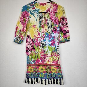 People XXS Multicolor Vibrant Boho Floral Dress